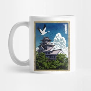 Japanese temple with crane Mug